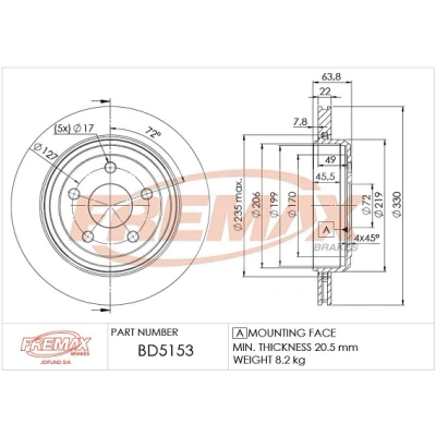 Bilde av Bremseskive FREMAX BD 5153