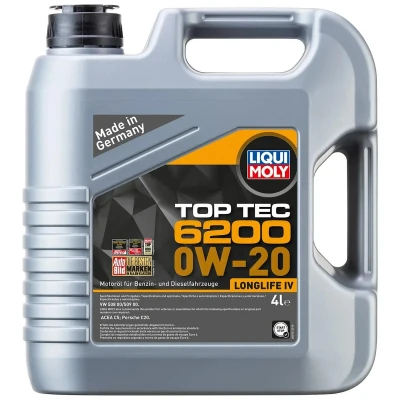 Bilde av Liqui Moly Top Tec 6200 0W 20 4l Motorolje 20788 AUDI: A3 Sportback, A6 C7 Avant, Sedan, VOLKSWAGEN: Golf 7, Passat B8 Variant, Polo V Hatchback