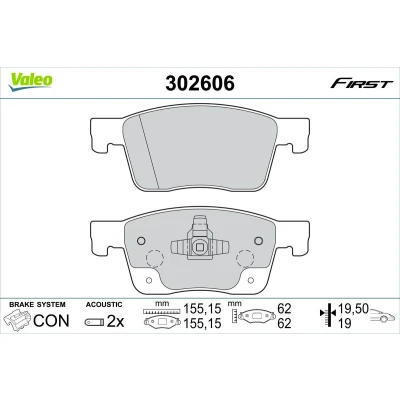 Bilde av VALEO 302606 Bremseklosser framaksel inkl. slitasjevarselkontakt med antihyle blikk OPEL: Astra K Sports Tourer, Hatchback