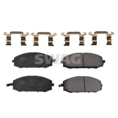 Bilde av SWAG 33 10 5394 Bremseklosser framaksel med akustisk slitasjevarsel antihyle blikk, festemateriell NISSAN: Patrol GR 5 SUV