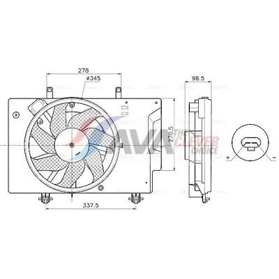 Bilde av AVA COOLING SYSTEMS FD7709 Kjølevifte 345mm 12V med kjølerøufteramme (kant), uten motstand styring FORD: B Max
