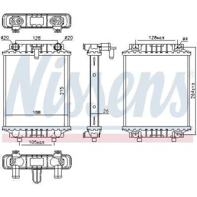 Bilde av NISSENS 60372 Radiator Aluminium 215 188 26 Kjøleribber loddet VOLKSWAGEN: Golf 7, 7 Variant, SKODA: Superb III Stasjonsvogn