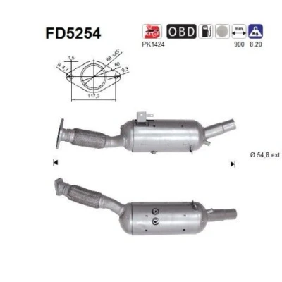 Bilde av AS FD5254 Partikkelfilter Euro 6 Cordierit