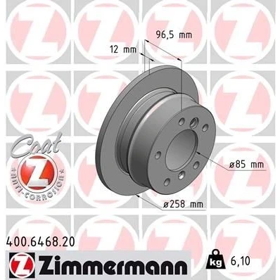 Bilde av ZIMMERMANN COAT Z 400.6468.20 Bremseskiver 258 12 7/5 5 130 fullt ut belagt høy karbon VOLKSWAGEN: LT 28 46 2 Kasten, 35 II Minibuss