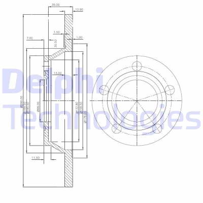Bilde av DELPHI BG2987 Bremseskiver 280 13 5 fullt ut oljet ubehandlet uten hjullager, ABS sensorring AUDI: A4 B5 Avant, Sedan