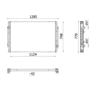 Bilde av MAHLE ORIGINAL Radiator Aluminium 1124mm 748mm 42mm med skruer Kjøleribber loddet CR 2722 000P
