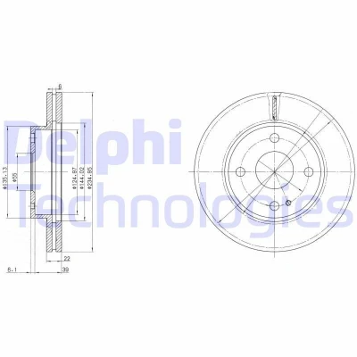Bilde av DELPHI BG2629 Bremseskiver 235 22 4 ventilert oljet ubehandlet uten hjullager, ABS sensorring MAZDA: FAMILIA 5, 323 C IV Hatchback