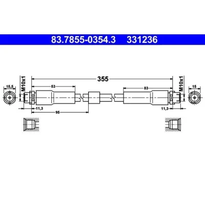 Bilde av ATE 83.7855 0354.3 Bremseslange 355 M10x1 AUDI: A8 D3