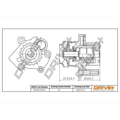 Bilde av Dr!ve+ DP2310.10.033 Vannpumpe mekanisk for tannremdrift VOLKSWAGEN: Touran I