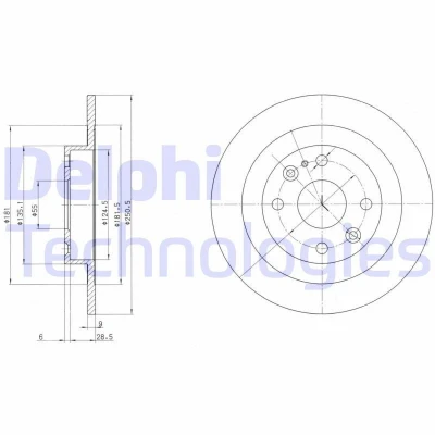 Bilde av DELPHI BG2805 Bremseskiver 251 9 4 fullt ut oljet ubehandlet uten hjullager, ABS sensorring MAZDA: MX 5 I, 323 C IV Hatchback, 2
