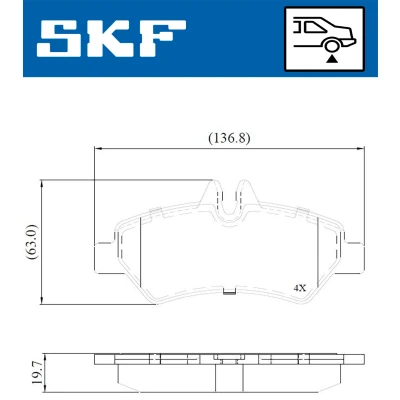 Bilde av SKF VKBP 90071 E Bremseklosser inkl. slitasjevarselkontakt med tilbehør MERCEDES BENZ: Sprinter 5 T Van