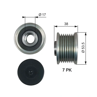 Bilde av GATES OAP7190 Frihjul Dynamo 38 BOOST DN CVT Belt NISSAN: X Trail, Qashqai / Qashqai+2 I, RENAULT: MEGANE 3 Grandtour, 2 Kombi