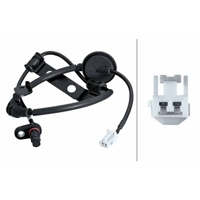 Bilde av HELLA 6PU 358 251 081 ABS Sensor bakaksel med festeklips på kabelen Hall prinsipp 2 polet 787mm HYUNDAI: i30 I Hatchback, Stasjonsvogn