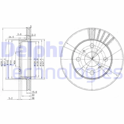 Bilde av DELPHI BG3173 Bremseskiver 230 16 4 ventilert oljet ubehandlet uten hjullager, ABS sensorring