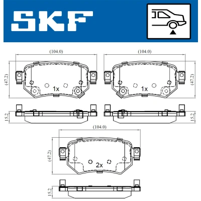 Bilde av SKF VKBP 90497 A Bremseklosser med akustisk slitasjevarsel MAZDA: 6 Sedan