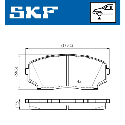 Bilde av SKF VKBP 80612 A Bremseklosser med akustisk slitasjevarsel