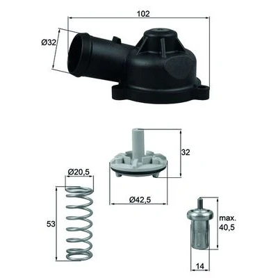 Bilde av MAHLE ORIGINAL TI 244 83D Termostat 83 med tetning VOLKSWAGEN: Passat B7 Variant, B6 GOLF 6, SKODA: Octavia 2 Combi