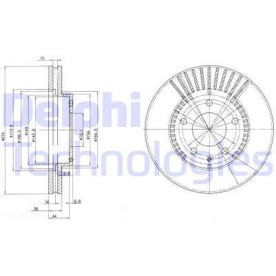 Bilde av DELPHI BG3232 Bremseskiver 274 28 5 ventilert oljet ubehandlet uten hjullager, ABS sensorring
