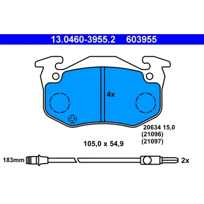 Bilde av ATE 13.0460 3955.2 Bremseklosser inkl. slitasjevarselkontakt RENAULT: Super 5 Hatchback