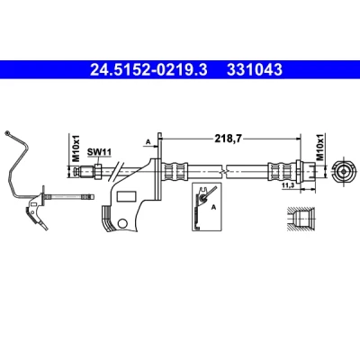 Bilde av ATE 24.5152 0219.3 Bremseslange 230 M10x1 OPEL: Astra H Hatchback