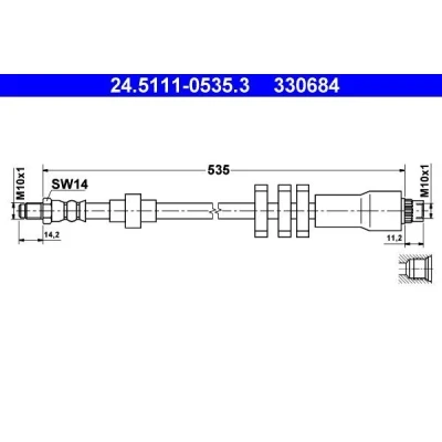 Bilde av ATE 24.5111 0535.3 Bremseslange 535 M10x1
