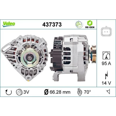 Bilde av VALEO 437373 Dynamo 14V 95A RENAULT: Kangoo I Express, CLIO 2