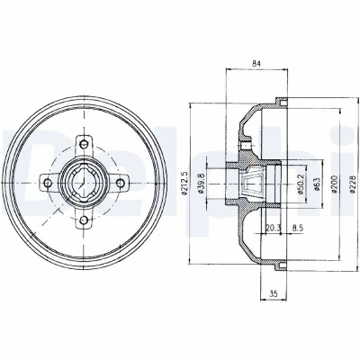 Bilde av DELPHI BF293 Bremsetrommel uten ABS sensorring, hjullager 228 OPEL: Combo B Van