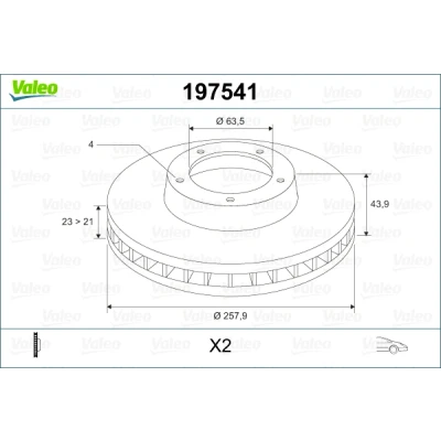 Bilde av VALEO 197541 Bremseskiver framaksel 258 23 4 ventilert FORD: FIESTA 6