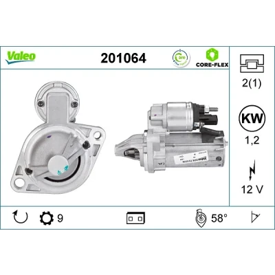 Bilde av VALEO 201064 Starter 12 1,2 9 R 58 76 BMW: 5 Sedan, Touring, 3 Sedan