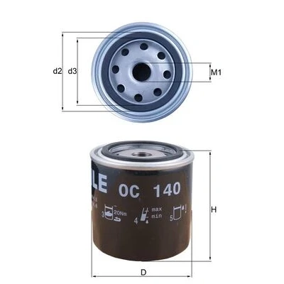 Bilde av MAHLE ORIGINAL OC 140 Oljefilter med en retursperreventil Påskruingsfilter NISSAN: Patrol GR 5 SUV, 4 Navara Pick up