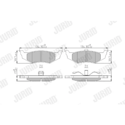 Bilde av JURID 573069J Bremseklosser ikke klargjort for slitasjeindikator med kolbleklips uten tilbehør CHRYSLER: Voyager / Grand 3, Stratus Sedan
