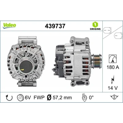 Bilde av VALEO 439737 Dynamo 14V 180A VOLKSWAGEN: Touran II, Sharan Passat B8 Variant, SKODA: Octavia 3 Combi, Superb III Stasjonsvogn