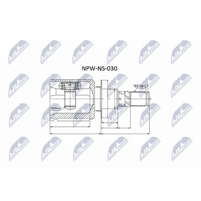 Bilde av NTY NPW NS 030 Drivknute girkassesiden, framaksel venstre, høyre NISSAN: NP300 Navara Pick up, up