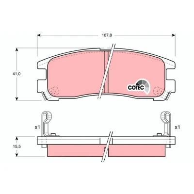 Bilde av TRW COTEC GDB1023 Bremseklosser med akustisk slitasjevarsel MITSUBISHI: 3000GT Coupé, Galant 6, ECLIPSE 1, CHRYSLER: Sebring II Sedan
