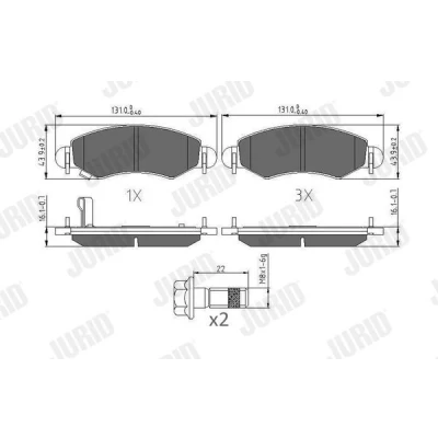 Bilde av JURID 573378J Bremseklosser med akustisk slitasjevarsel SUZUKI: IGNIS 2, SUBARU: JUSTY 3