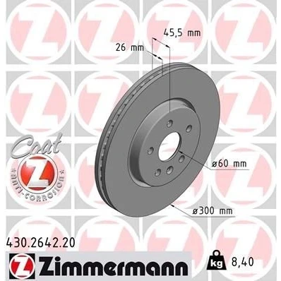 Bilde av ZIMMERMANN COAT Z 430.2642.20 Bremseskiver 300 26 6/5 5 105 innvendig ventilert belagt høy karbon OPEL: Astra K Sports Tourer, Hatchback