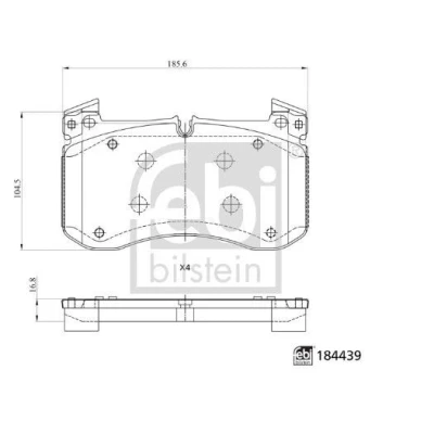 Bilde av FEBI BILSTEIN 184439 Bremseklosser framaksel klargjort for slitasjeindikator MERCEDES BENZ: GLE