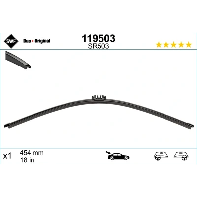 Bilde av Vindusvisker Swf Visioflex Rear 119503 455mm bak Rammeløs VOLKSWAGEN: Transporter 5, Multivan 5 (7HM, Bus