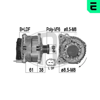 Bilde av ERA 209499A Dynamo 14V 140A VOLKSWAGEN: Caddy 3, Polo V Hatchback, GOLF 6, AUDI: A3 Sportback, A1 SKODA: Octavia 2 Combi