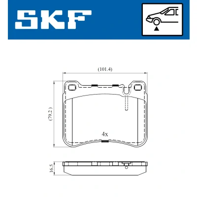 Bilde av SKF VKBP 80495 Bremseklosser klargjort for slitasjeindikator MERCEDES BENZ: C Klasse T modell