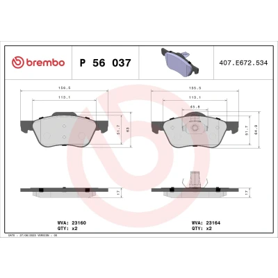 Bilde av BREMBO P 56 037 Bremseklosser ekskl. slitasjevarselkontakt uten tilbehør NISSAN: Primera Hatchback