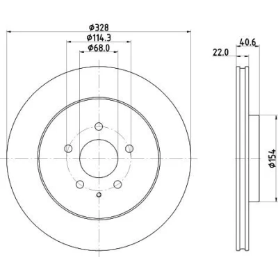 Bilde av HELLA Bremseskive 22mm 05/06 114,3mm innvendig ventilert belagt 8DD 355 135 281 K20F26251 Bremseskiver, Skivebremser