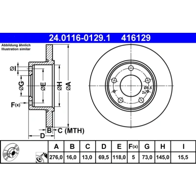 Bilde av ATE Bremseskive IVECO: DAILY 3 Kasten/Kombi, 16,0mm 5 118,0mm fullt ut belagt 24.0116 0129.1 2991646 Bremseskiver, Skivebremser