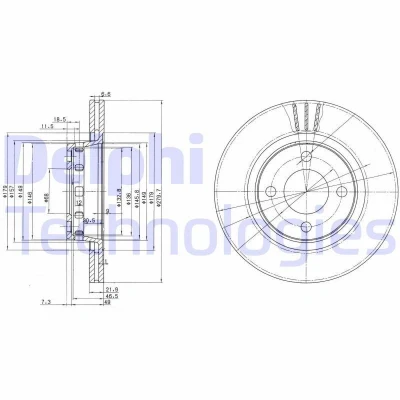 Bilde av DELPHI BG2784 Bremseskiver 280 22 4 ventilert oljet ubehandlet uten hjullager, ABS sensorring AUDI: 80 B4 Sedan, Coupe B3, Cabriolet