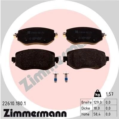 Bilde av ZIMMERMANN 22610.180.1 Bremseklosser med akustisk slitasjevarsel skruer Bildet viser leveranseinnholdet RENAULT: Megane 4