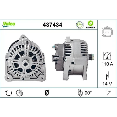 Bilde av VALEO 437434 Dynamo 14V 110A RENAULT: MEGANE 2 Kombi, CLIO