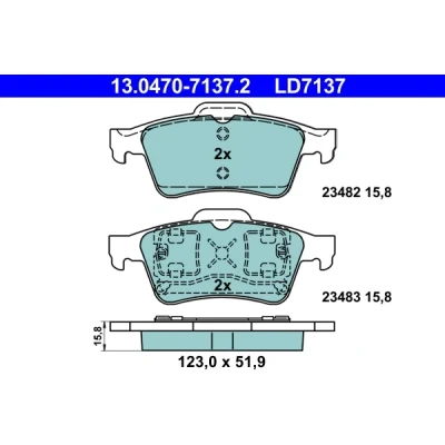 Bilde av ATE Ceramic 13.0470 7137.2 Bremseklosser ikke klargjort for slitasjeindikator, ekskl. slitasjevarselkontakt RENAULT: ESPACE 4, MEGANE 2