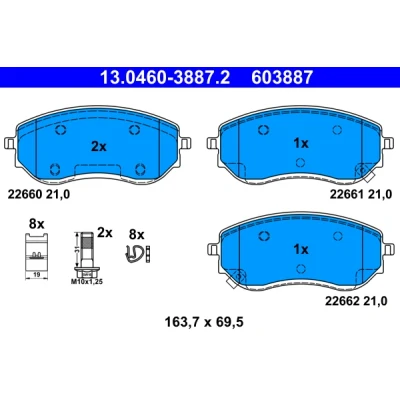 Bilde av ATE 13.0460 3887.2 Bremseklosser med akustisk slitasjevarsel bremsecaliperskruer tilbehør NISSAN: NP300 Navara Pick up