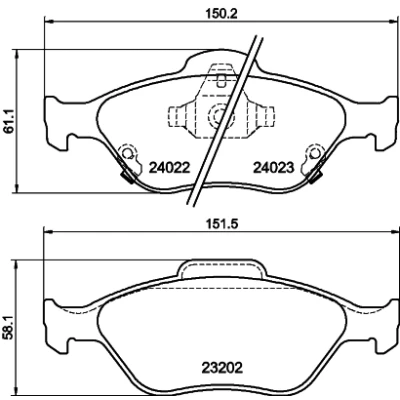 Bilde av HELLA 8DB 355 006 721 Bremseklosser med akustisk slitasjevarsel TOYOTA: Yaris II Hatchback, III Hatchback