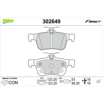 Bilde av VALEO 302649 Bremseklosser bakaksel ekskl. slitasjevarselkontakt med antihyle blikk FORD: Mondeo 5 Kombi, KUGA 2, S Max Mk2, FORD USA: Edge Mk2